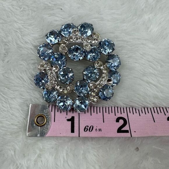 Vintage Eisenberg Womens Brooch Pin with Earrings Set Blue Stone Silver Tone - Picture 4 of 7